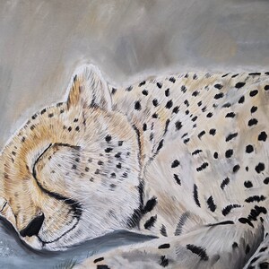 Dessin de guépard | Oeuvre d&#39;art au pastel | « Heure de la sieste » | Oeuvre d&#39;art ORIGINALE | Art animalier