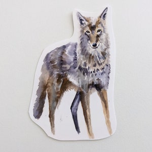 Watercolor Coyote Sticker | Vinyl Sticker | For Water Bottles, Laptops, Journals