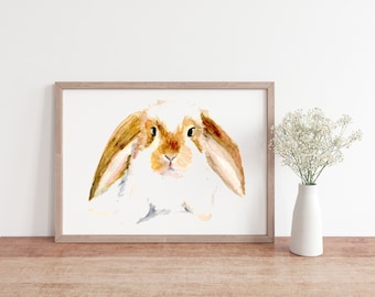 Bunny Print, 8"x10" Fine Art Print, Cute Rabbit Print, Giclée Prints, Woodland Animals Wall Decor, Kids Room