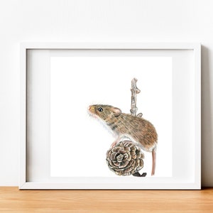 Mouse Print, Colored Pencil Mouse, Mouse Drawing, 5&quot;x7&quot; Fine Art Print, Wall Decor, Cute Mouse, Giclée Print