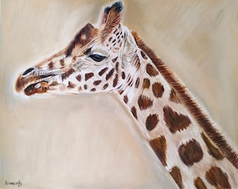 Original Giraffe Drawing | 'Nara' | Pastel Artwork | Wildlife Art | Hand Painted | 9.5"x12" | Realistic Painting