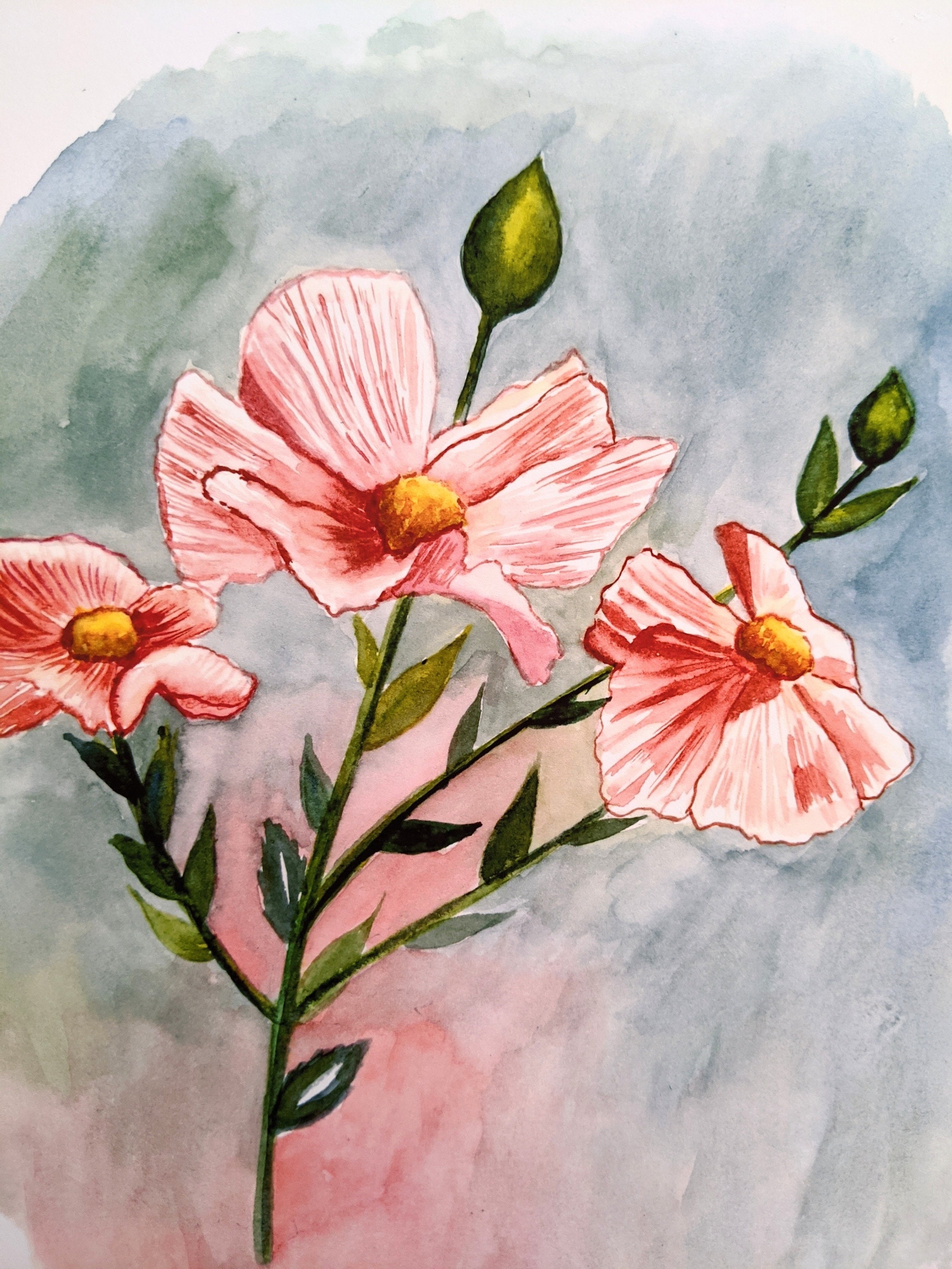 Red Flowers PRINT Aesthetic Watercolor Floral Painting | Etsy