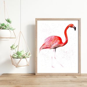 Original Watercolor Painting, Aesthetic Pink Flamingo, Hand Painted Flamingo, 8&quot;x10&quot;