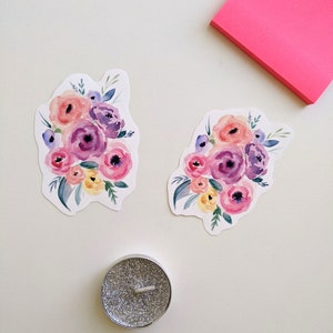 Blumenstrauß Aquarell Vinyl Sticker, für Wasserflaschen, Laptops, Journale
