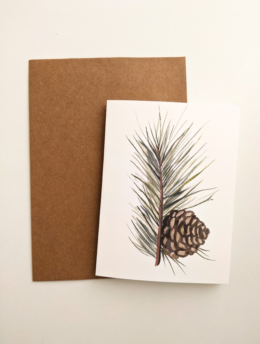Christmas Cards, Greeting Card, Holidays Pine Branch Cards, Kraft ...