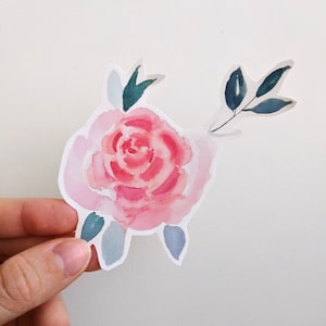 Pegatinas de rosas, pegatinas de vinilo con rosas en acuarela, hermosas flores, para portátiles, agendas y botellas de agua