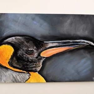 Penguin Artwork Soft Pastel en Pastel Potlood | ORIGINELE Kunst | 6 &quot;x10&quot; Muur Decor