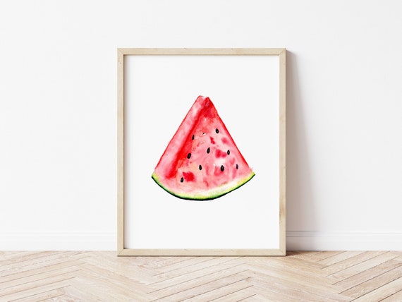 美術品・アンティーク・コレクション スイカの絵 クレヨン 水彩画