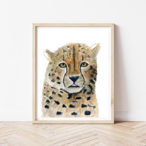 Cheetah PRINT, Watercolor Cheetah Artwork, Safari Animals Nursery Room Decor, 8&quot;x10&quot; Baby Cheetah Print, Kid&#39;s Room, Jungle