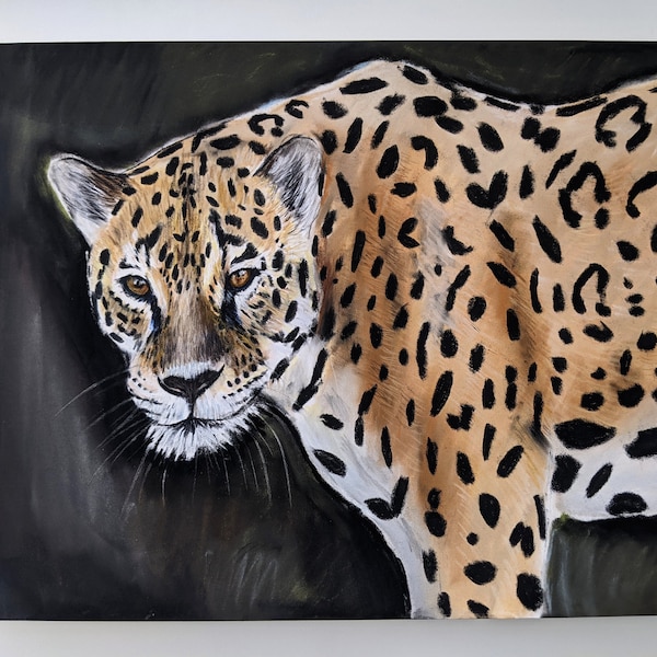 Jaguar Drawing | Realistic Painting | ORIGINAL Artwork | 11"x14" | Soft Pastel & Pastel Pencil