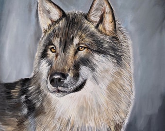 Wolf Artwork | Hand Drawn Pastel Wolf Art | ORIGINAL Art | 11"x11"