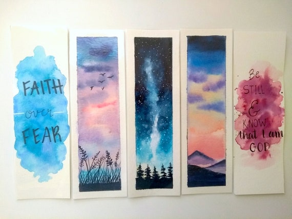 Easy Bookmarks Painting Using Watercolor from Grabie