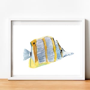 Original Watercolor Fish Painting | Watercolor Butterflyfish | Watercolor Sea Creature | Handpainted 5&quot;x7&quot;
