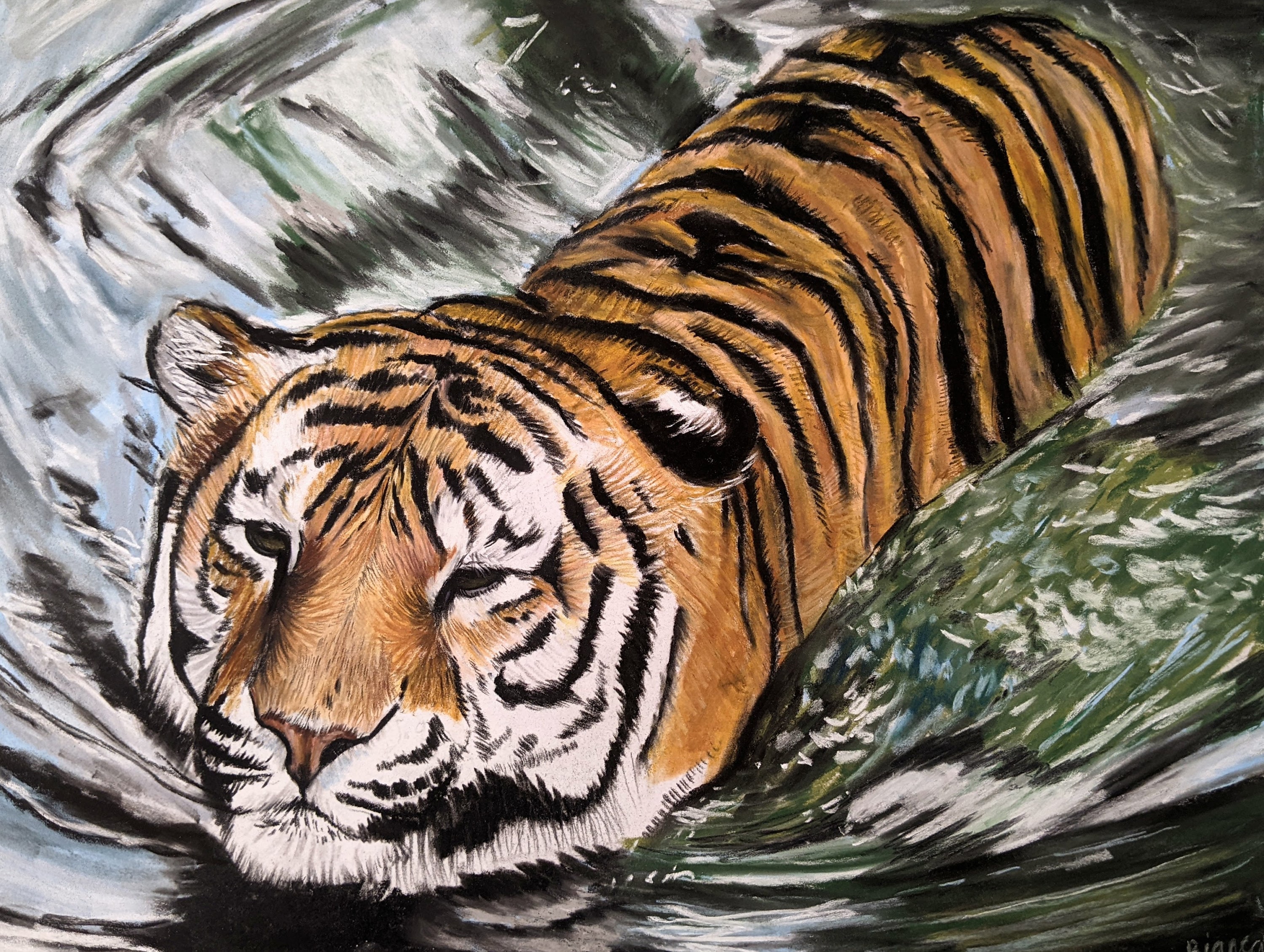 Tiger Drawing | ORIGINAL Artwork | Hand Drawn | Pastel Pencil and