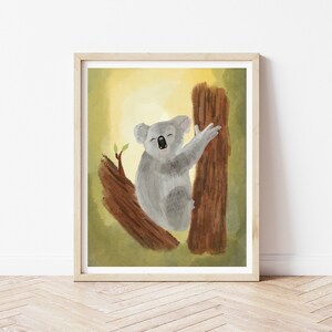 Koala Digital Download | Printable | 8&quot;x10&quot; | Art Print | Children&#39;s Book Illustration | Nursery Room Decor | Australian Animal | Cute