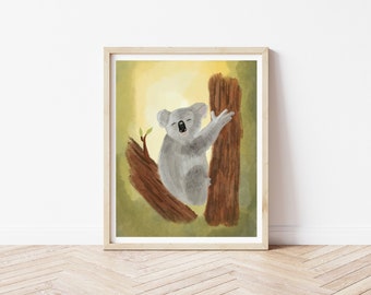 Koala Digital Download | Printable | 8"x10" | Art Print | Children's Book Illustration | Nursery Room Decor | Australian Animal | Cute