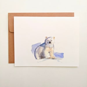 Polar Bear Greeting Card // A2 Polar Bear Cub Birthday Card // Blank Inside // Watercolor Bear