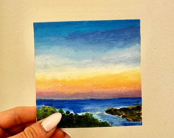 アクリル製夕焼けの海の絵画 | オリジナル手描き 4