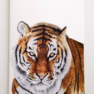 Carte de voeux Tigre, Tigre aux crayons de couleur, Intérieur vierge, Carte texturée, Art animalier, Carte à l'unité