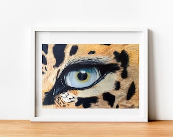 Colored Pencil Leopard Eye Study, Original Colored Pencil Artwork, Handmade Drawing