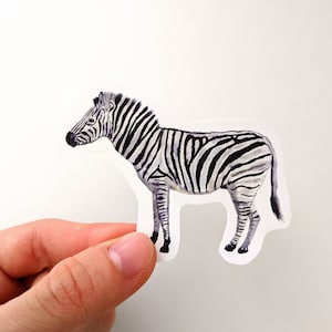Zebra sticker, aquarel stickers, voor waterflessen, tijdschriften, laptops