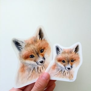 Adesivo Baby Fox, adesivo in vinile acquerello, per laptop e bottiglie d'acqua
