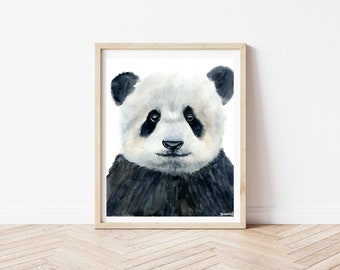 IMPRESSÃO de filhote de panda, arte de panda em aquarela, decoração de quarto de berçário de animais da selva, impressão de panda bebê de 8 "x 10"