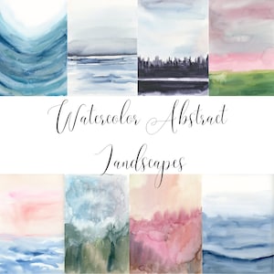 Watercolor Abstract Landscapes | Clipart | Digital Download | Instant Download | 8 Seperate Files