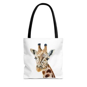 Watercolor Giraffe Print Tote Bag | Eco-Friendly Shopping Tote | Cute Animal Lover&#39;s Gift | Beach Bag | Reusable Grocery Bag