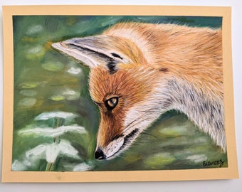 ORIGINAL Fox Artwork, Soft Pastel and Pastel Pencil Fox Drawing, Hand Drawn7"x9.5"