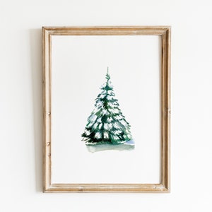 Arbre de Noël imprimable | TÉLÉCHARGEMENT NUMÉRIQUE | | 8&quot;x10 » Décor mural d’hiver | Jours fériés | Snowy Evergreen | Décoration intérieure