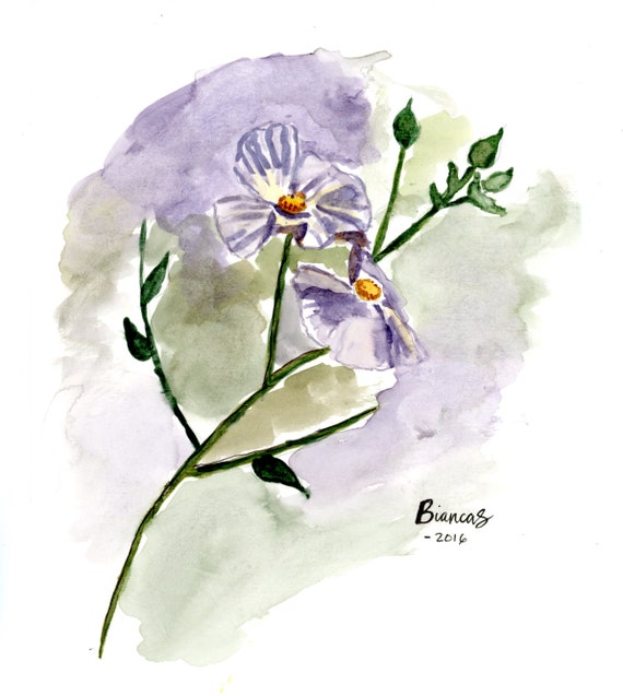 水彩画の紫色の花、オリジナルの水彩画の花の絵画、手描き 9