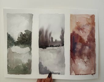ORIGINAL Akvarell höstmålning | 28x33 cm