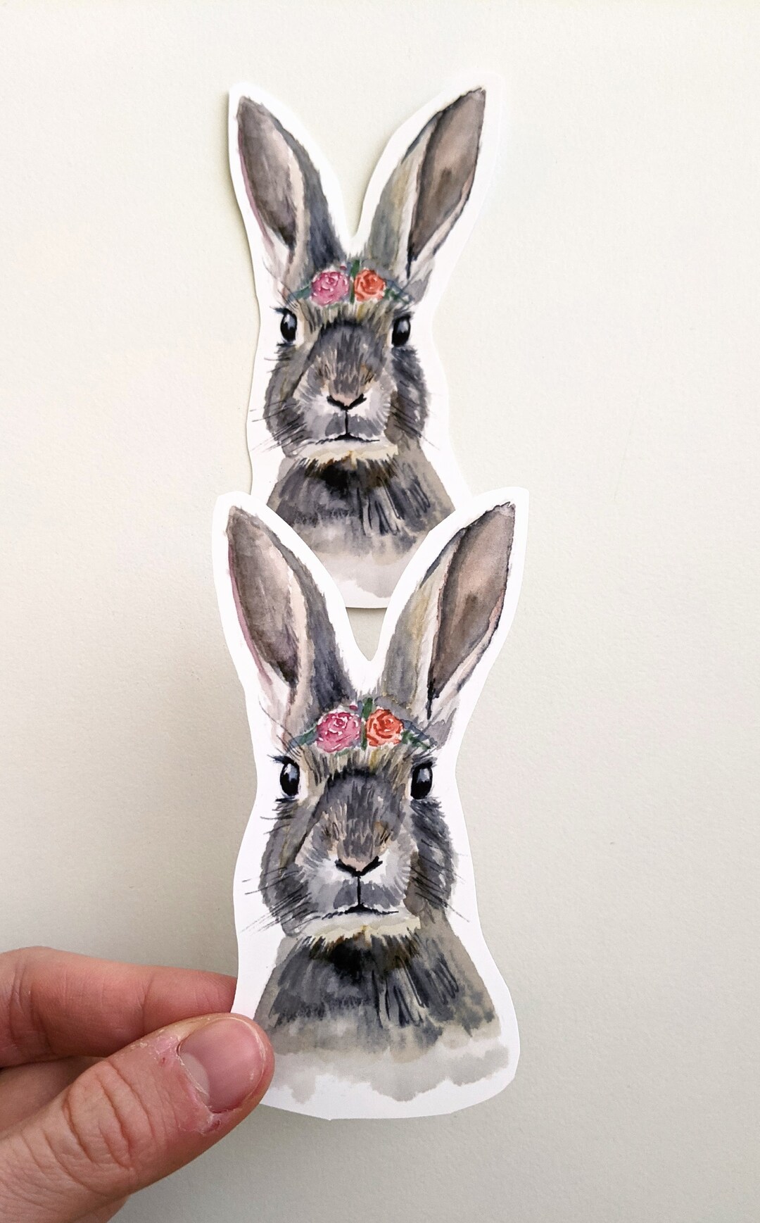 Elizabeth Rabbit Stickers Bunny Stickers, Adorable Floral Crown Rabbit Vinyl Stickers, for Water ...