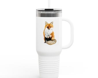 Watercolor Red Fox Travel Mug | 40oz Insulated Tumbler