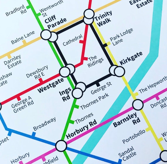 Norwich Norfolk Underground Style Transport Street Map Print 