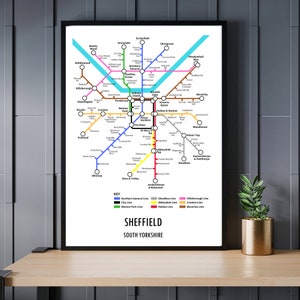 Sheffield Underground Style Transport Street Map Print Poster A3 A4 Modern GIFT Art image 4