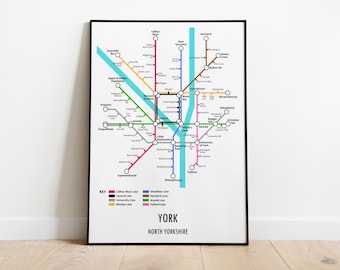 York Metro Map Print, Modern City Street Art, Custom Travel Gift