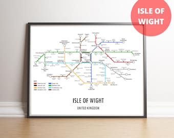 Isle of Wight Underground Style Transport Street Map Print Poster A3 A4 Modern GIFT Art