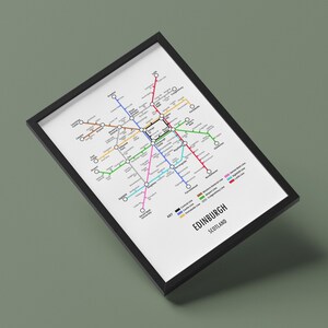 Edinburgh, Scotland Customisable underground style metro Map Print – Modern Transport Street Map Wall Art Gift image 6