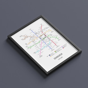 Edinburgh, Scotland Customisable underground style metro Map Print – Modern Transport Street Map Wall Art Gift image 3