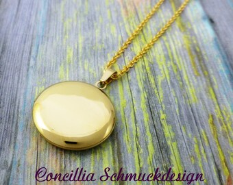Medaillon Edelstahl gold aufklappbar