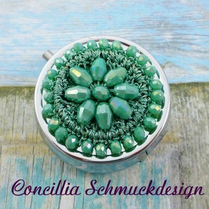 Pillendoosje kralen turquoise mandala drie compartimenten