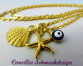 Necklace Shell gold Starfish Lucky Eye