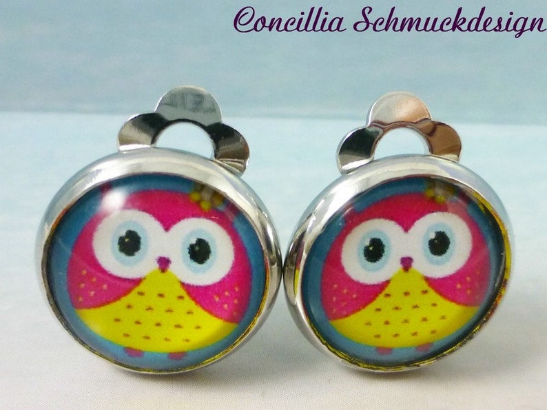 Clip Earrings Colorful Owl