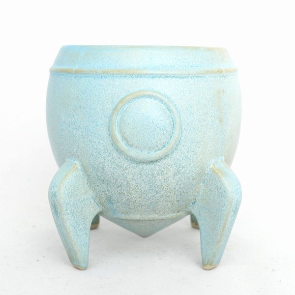 Geometric 3D rocket mug "Rocky" light blue