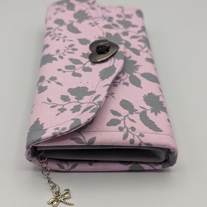 Damen Geldbeutel "Blätter" Rosatraum, großes verspieltes Damen Portemonnaie, Damen-Geldbörse, Brieftasche, Sofortversand