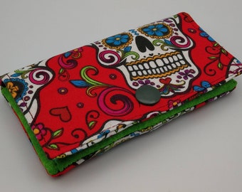 Small purse, mini wallet with floral pattern, skull, small wallet, small purse
