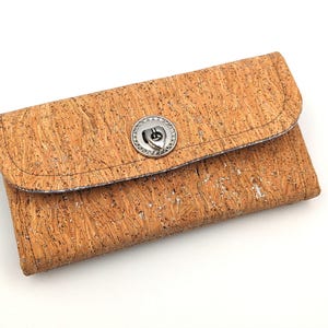 Großes Damen Portemonnaie aus Kork und Gitzer. Exklusives große Damen-Geldbörse, Damen- Geldbeutel, Kellnerbörse, Clutch, Sofortversand