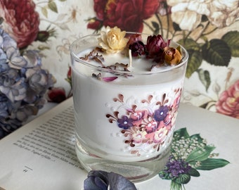 Cup candle with dried flowers / Teacup Candle with flowers